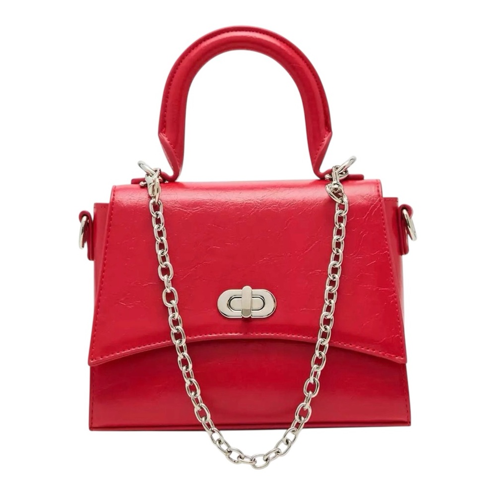 Madden Girl Red Crimson Top Handle Crossbody Atrissac Turn Lock Satchel Bag NWT